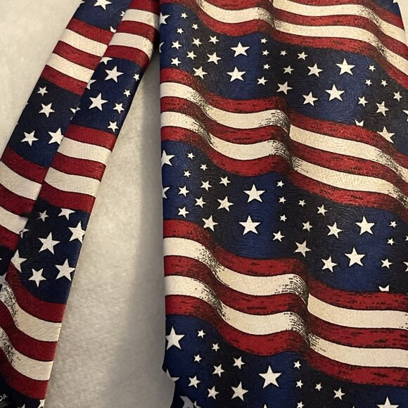 One America Men's‎ Necktie Tie Silk Satin American Flag All Over Made USA 56" - Picture 10 of 10